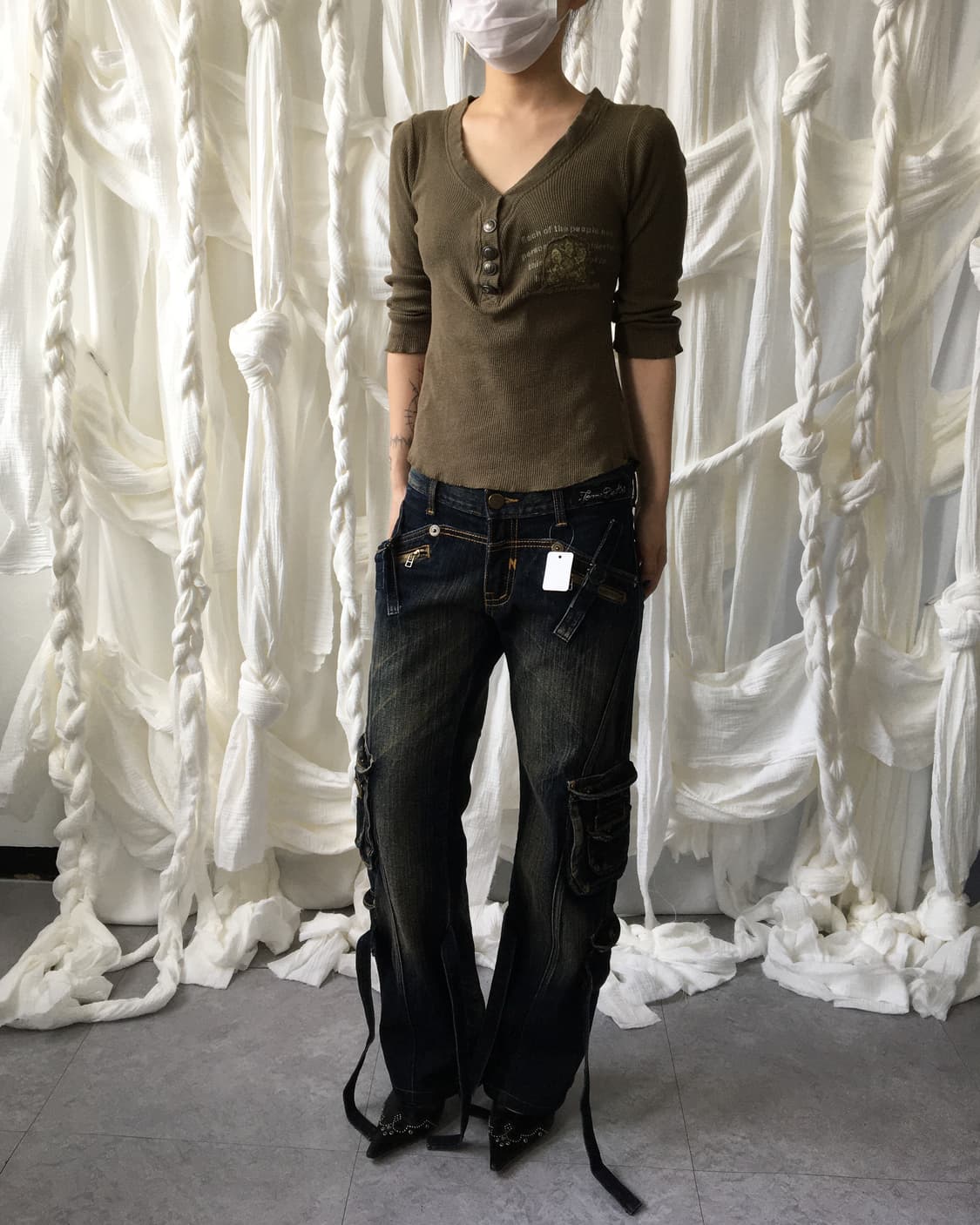Printing point Henry neck ribbed sleeveP 상품이미지7
