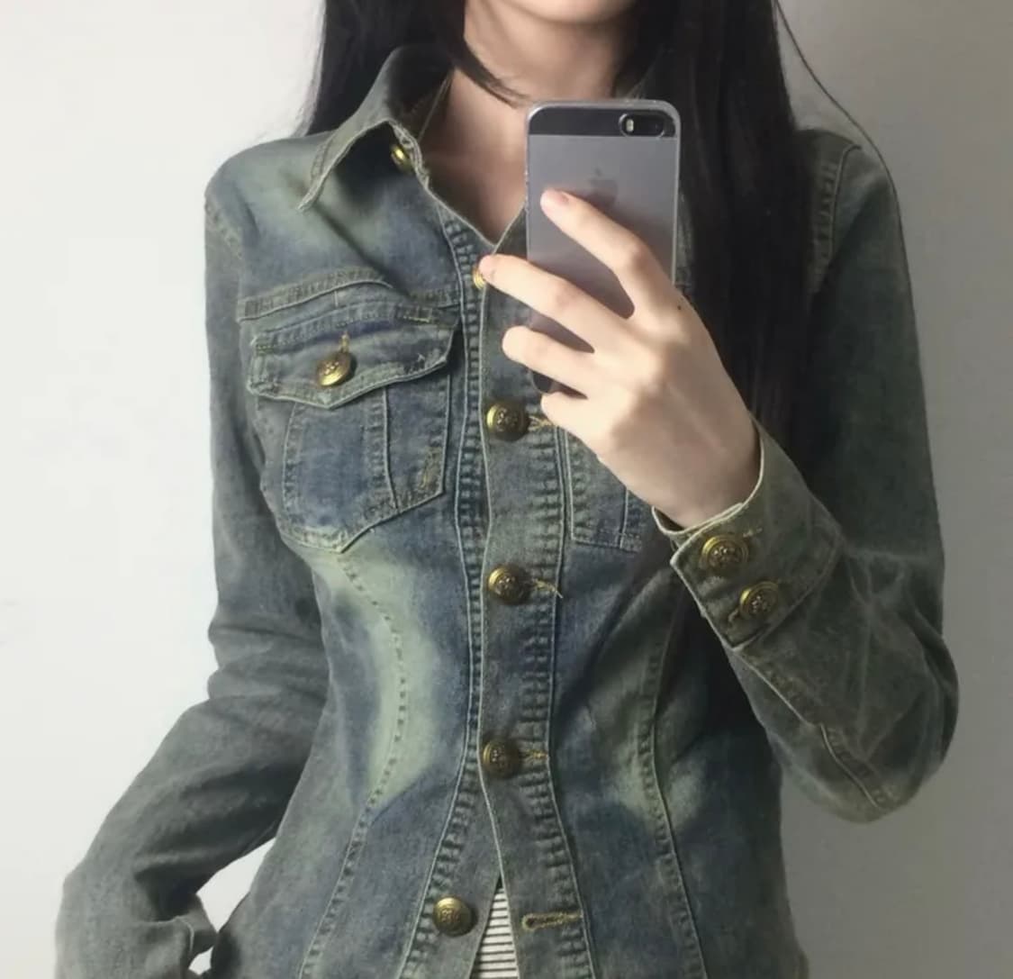빈티지 워싱 데님 슬림 청자켓 셔츠남방 상품이미지1