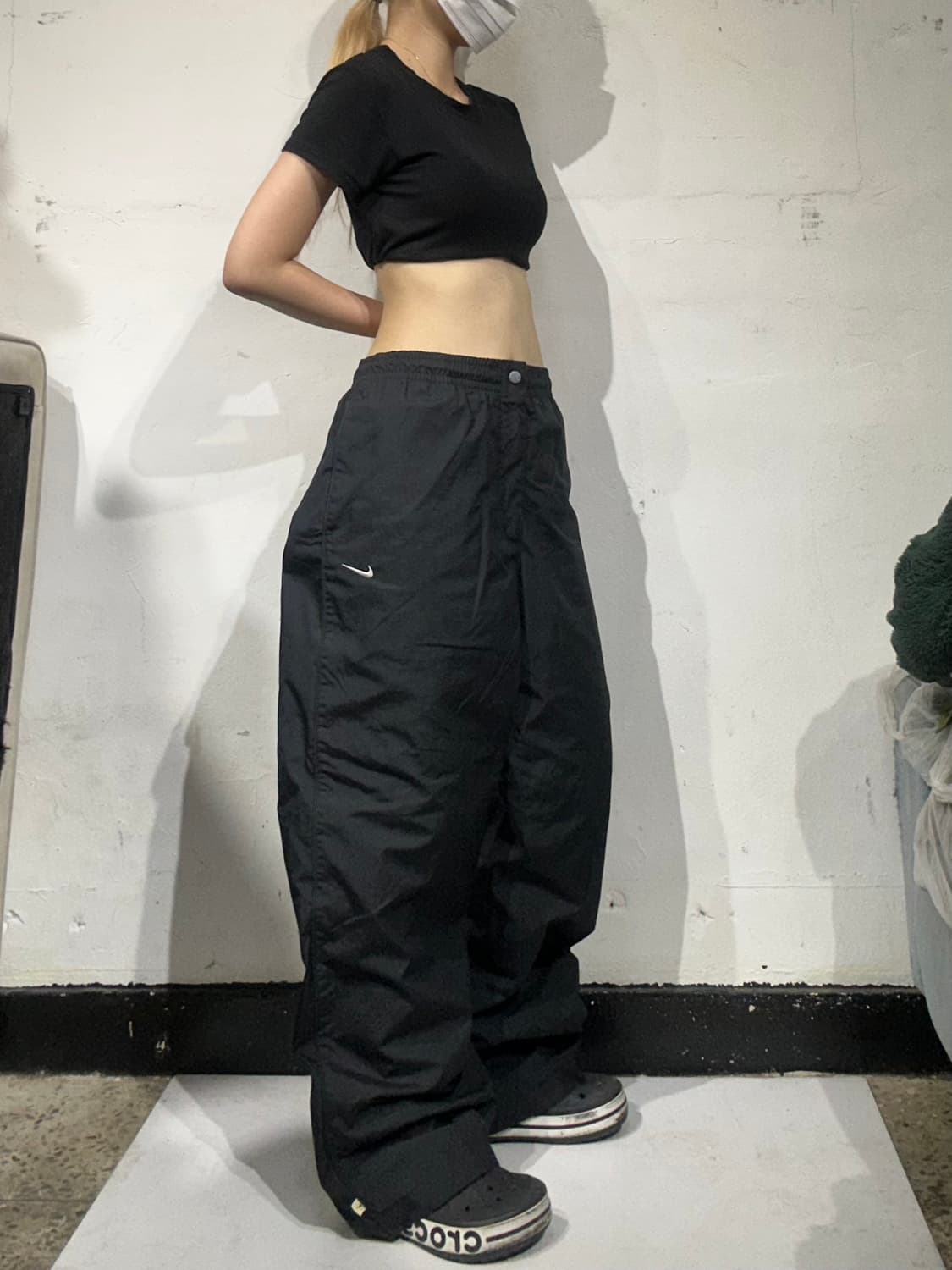 00s 나이키 블랙 와이드 트랙 팬츠 XL 상품이미지1