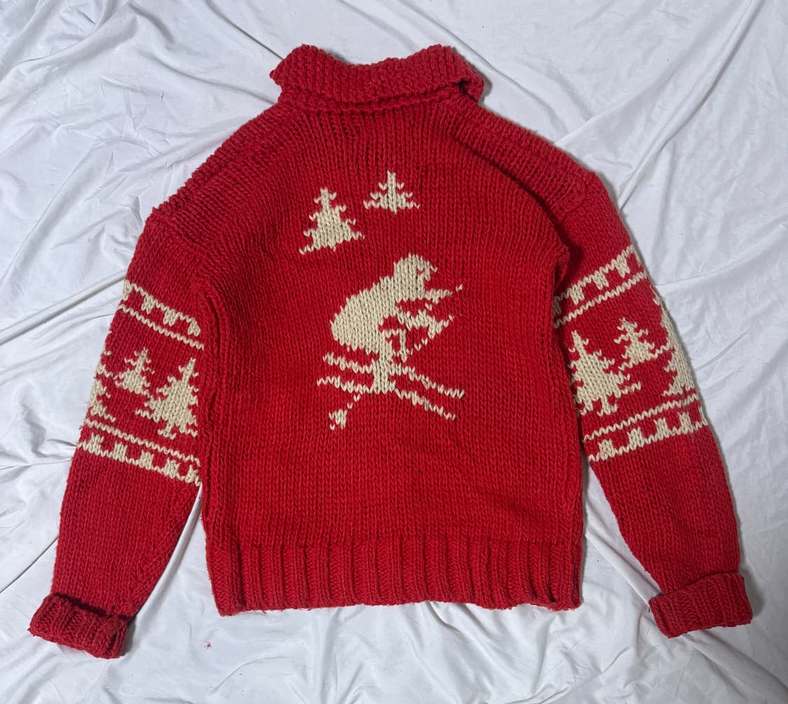 빈티지 스키 패턴 니트집업 코위찬 스타일 상품이미지3