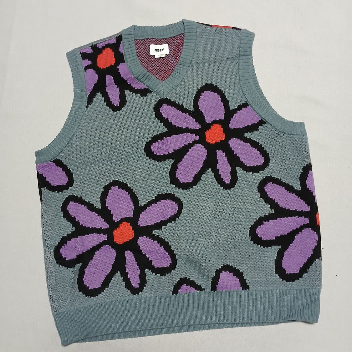 obey 오베이 플라워 조끼 니트 꽃 베스트 가을 겨울 스트릿 상품이미지2