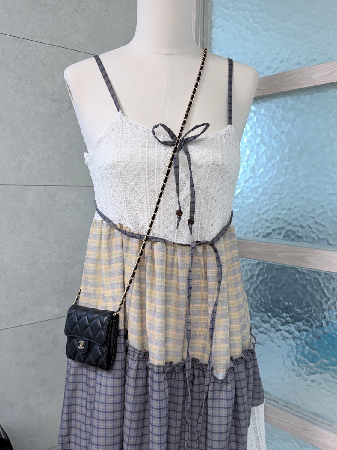 모리걸 리본 패치워크 원피스  상품이미지1