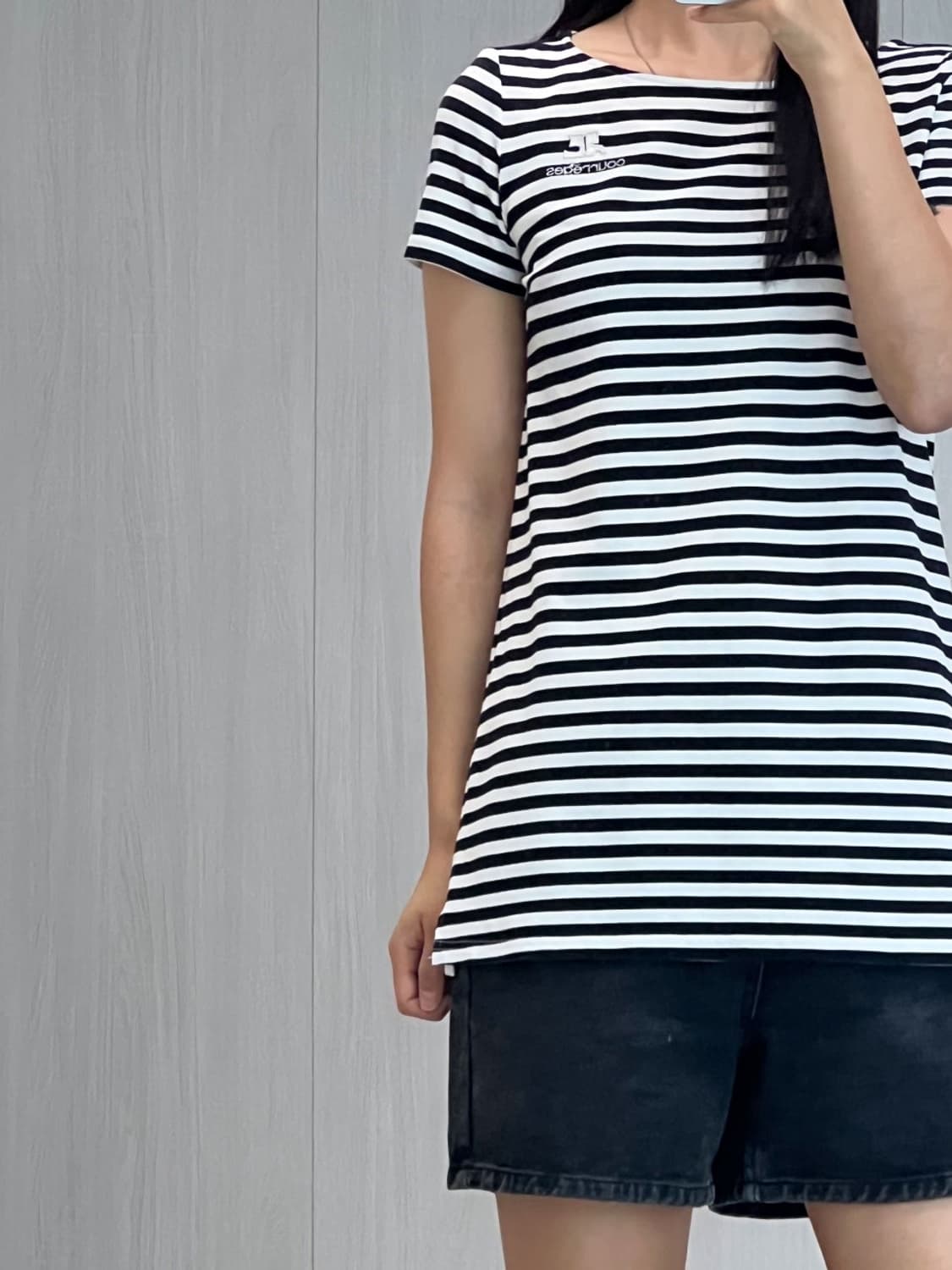 courreges / 꾸레쥬 블랙 스트라이프 반팔 티셔츠  상품이미지7