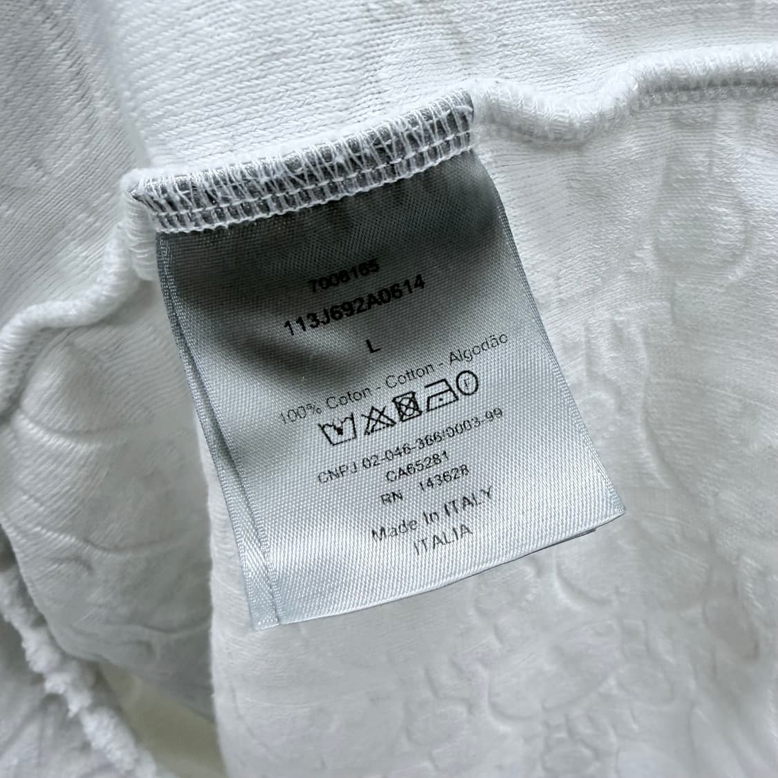 [S급/L] 디올 오블리크 테리 코튼 반팔 티셔츠 화이트 상품이미지6