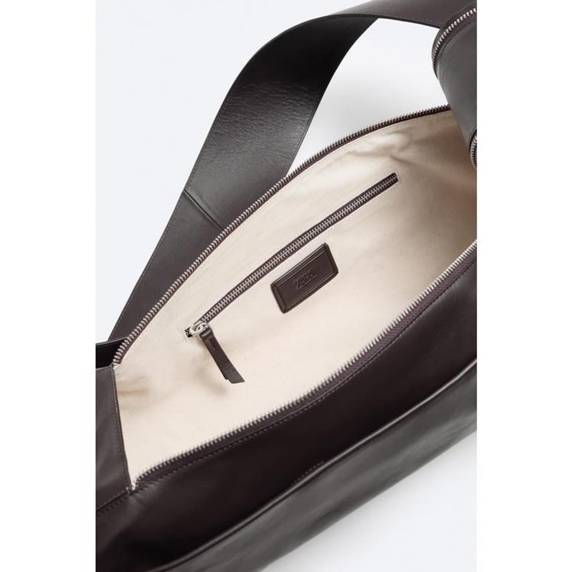 자라 XL 직사각형 가죽 크로스바디 백 브라운 새 상품 상품이미지8