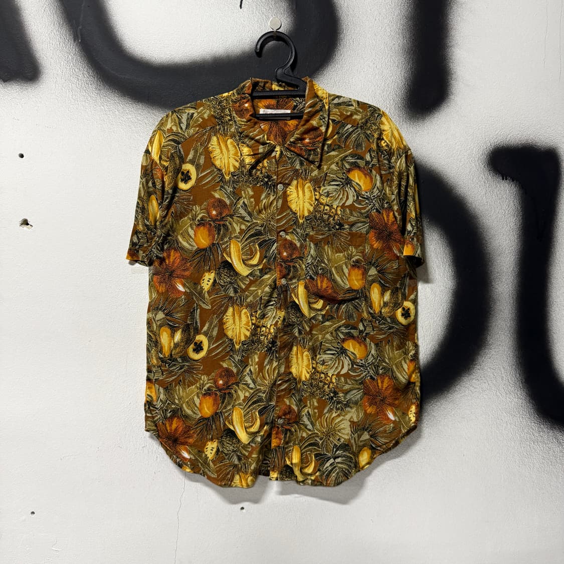 VTG 빈티지 에스닉 과일 풀 패턴 반팔 셔츠 상품이미지1