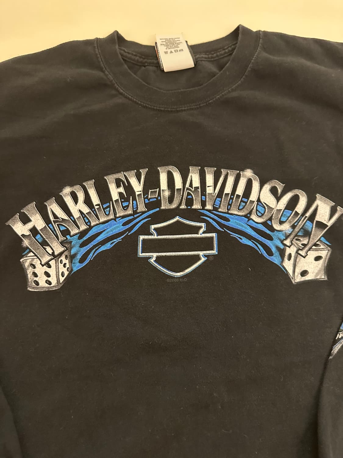 빈티지 할리데이비슨 클라운 블루 플레임 롱슬리브 L 상품이미지5