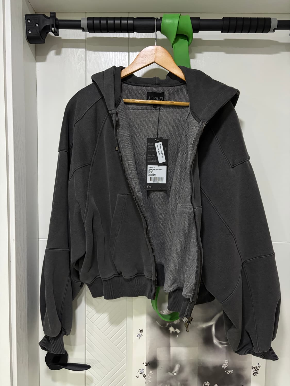 (새상품) 아조바이아조 후드 집업 다크그레이 상품이미지2