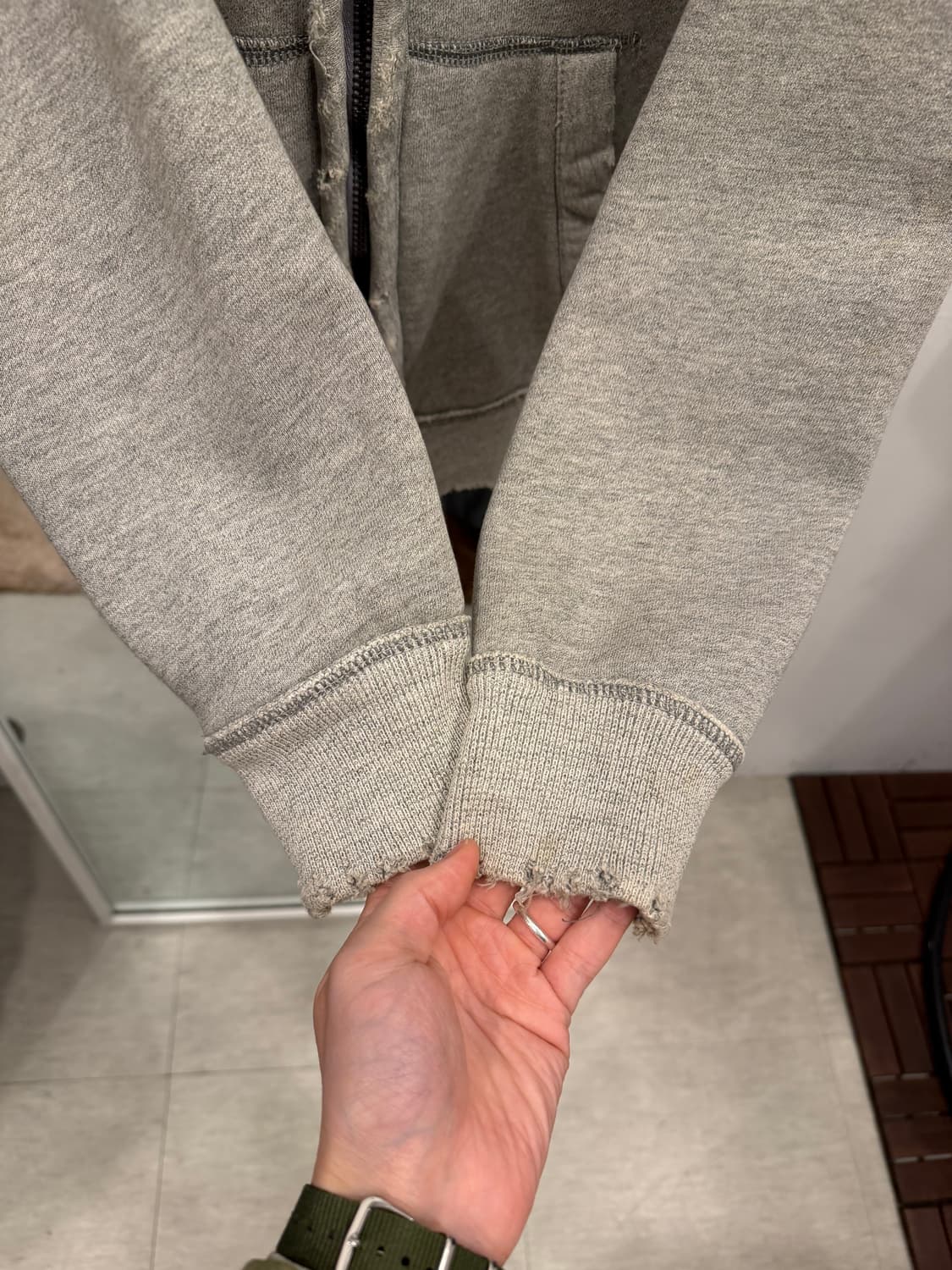 Abercrombie 아베크롬비 빈티지 디스트레스드 와플 후드 집업 상품이미지3