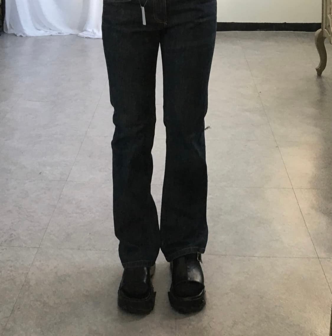 로우라이즈 흑청데님 진  상품이미지1