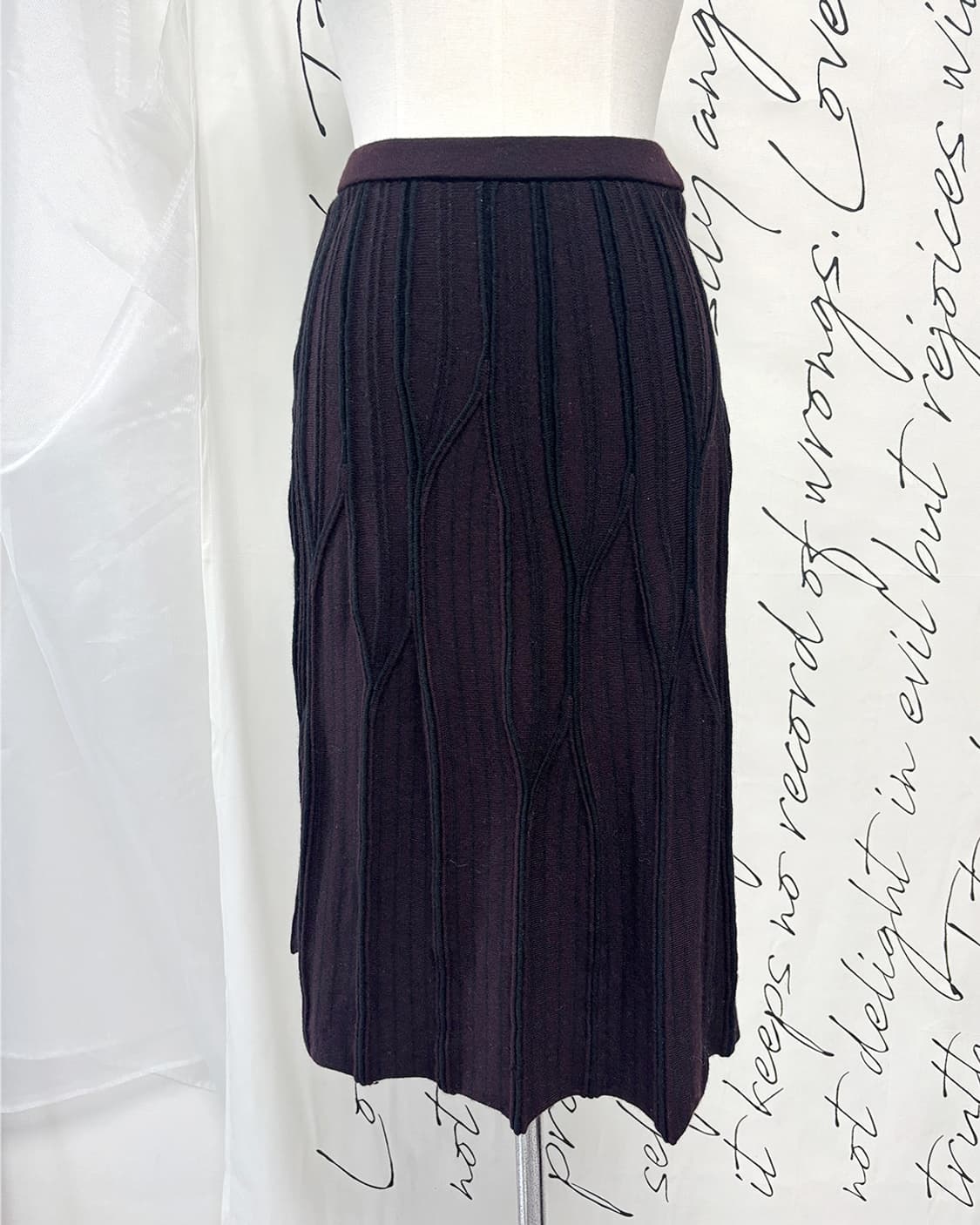 deep wine textured knit skirt 상품이미지4