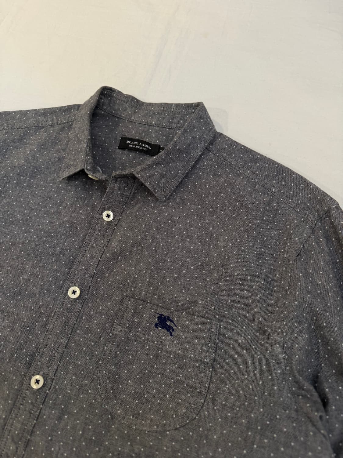 버버리 폴카닷 땡땡이 기마로고 셔츠 그레이 상품이미지2