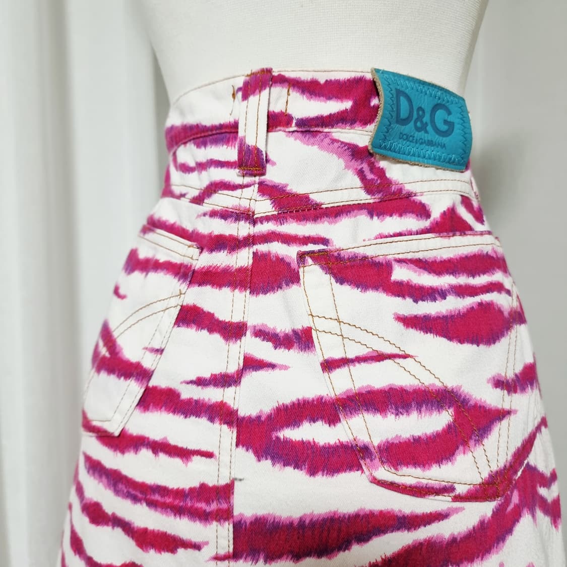 돌체앤가바나 D&G 핑크레오파드 코튼데님 스커트 치마 (표기26/40) 상품이미지6