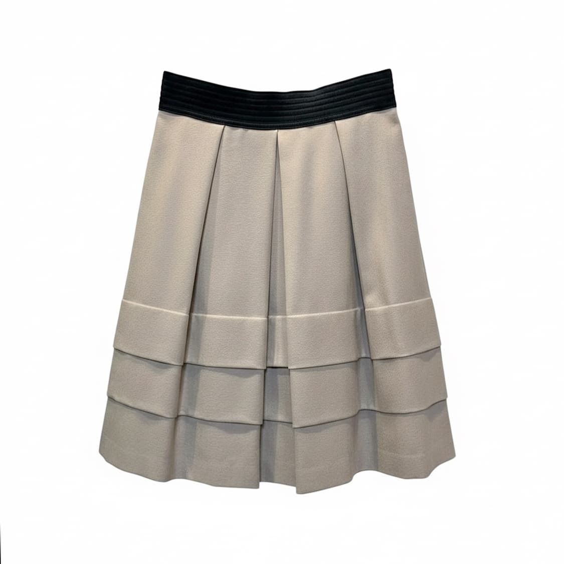 JPN VINTAGE 미디 스커트 플리츠 캉캉 디테일 베이지 상품이미지1