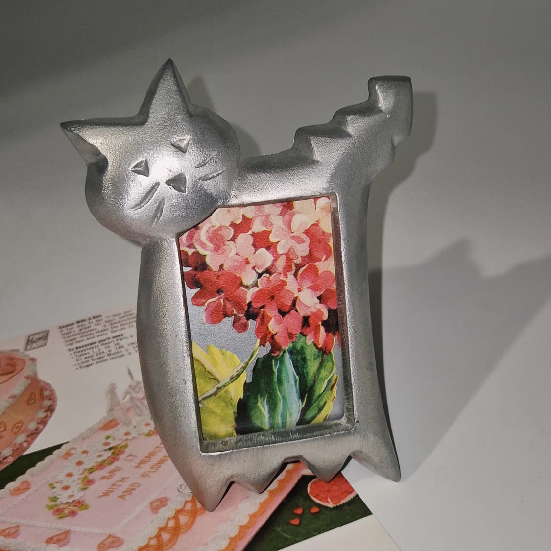 90s 미국 실버 못난이 고양이 탁상 액자 상품이미지7