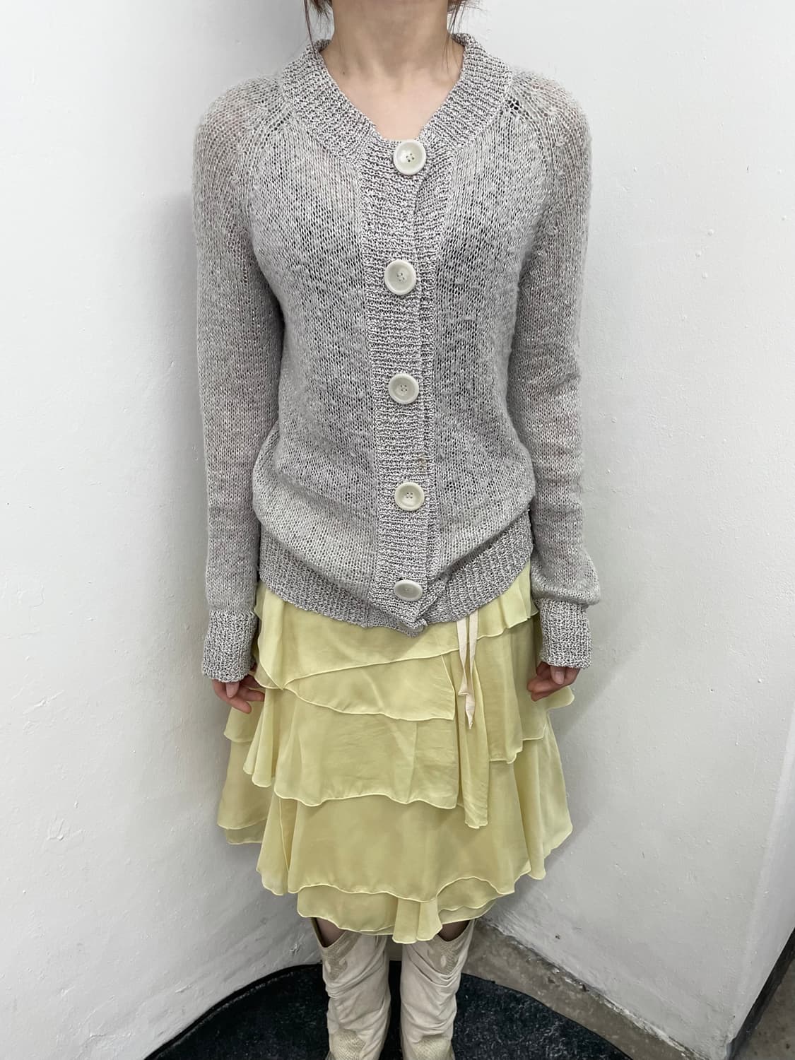 그레이 루즈 버튼 가디건 상품이미지2