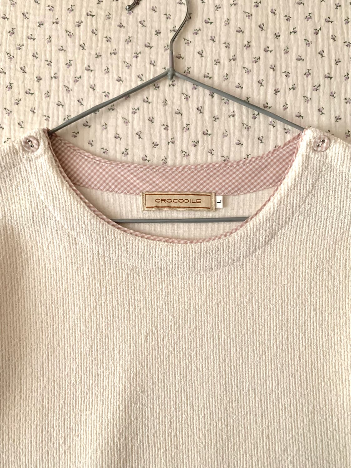 크로커다일 핑크 체크 셔츠 레이어드 탑 상품이미지3