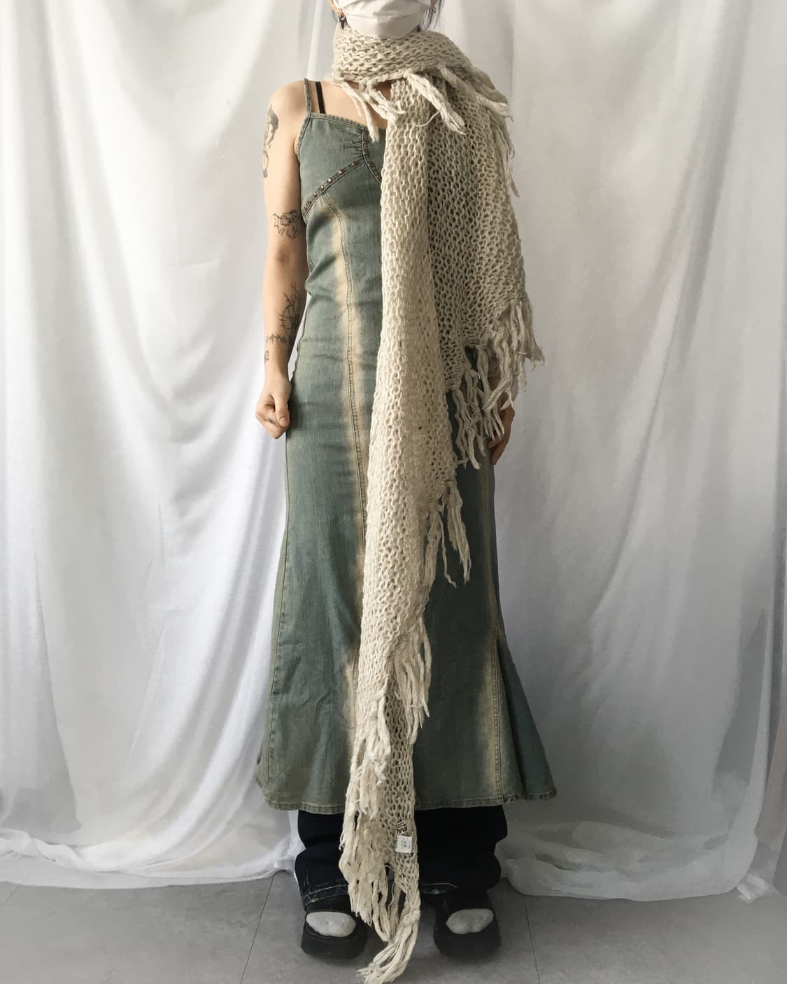 Fringe net woolen cape 상품이미지6