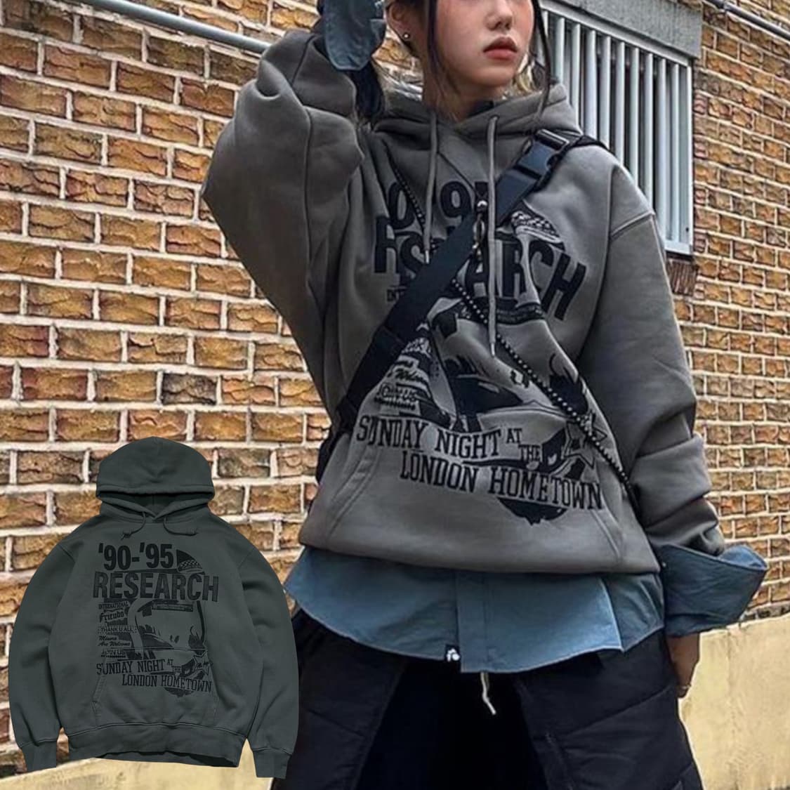 비바스튜디오 카키 후드티 상품이미지1