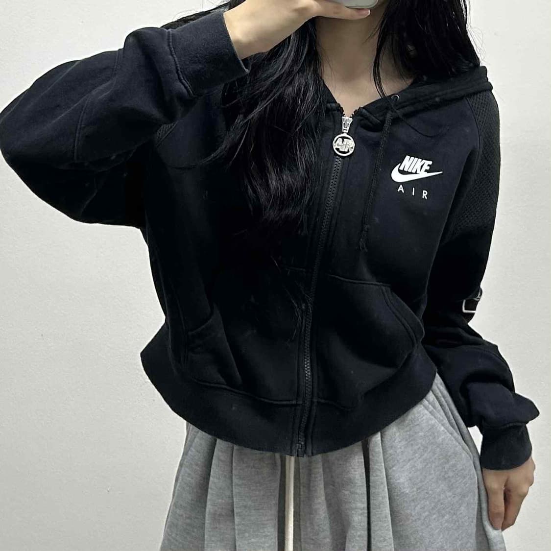 나이키 에어 블랙 스웻 걸즈 후드집업 희귀져지(L) 상품이미지1