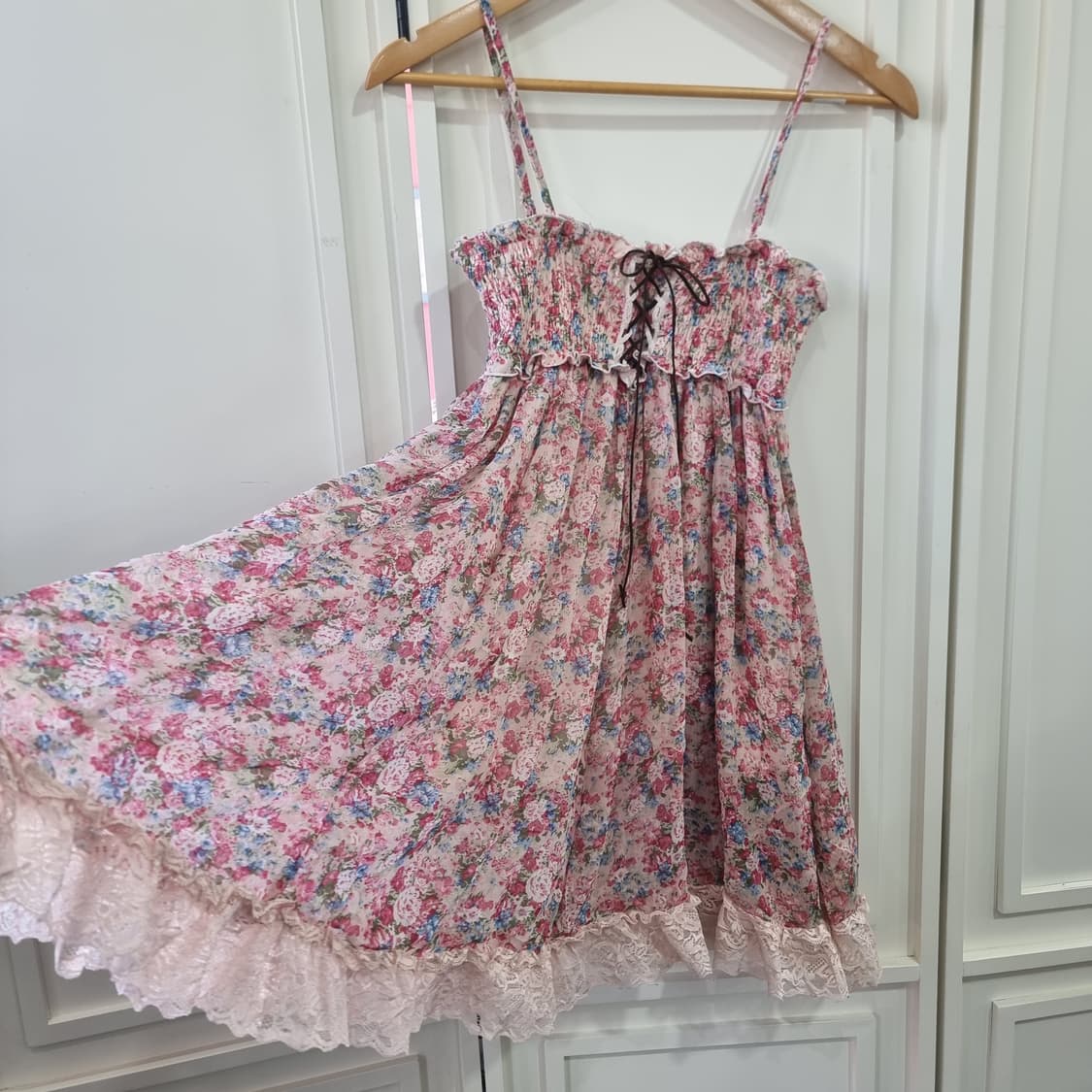 플라워 셔링 레이스 뷔스티에 원피스 상품이미지7