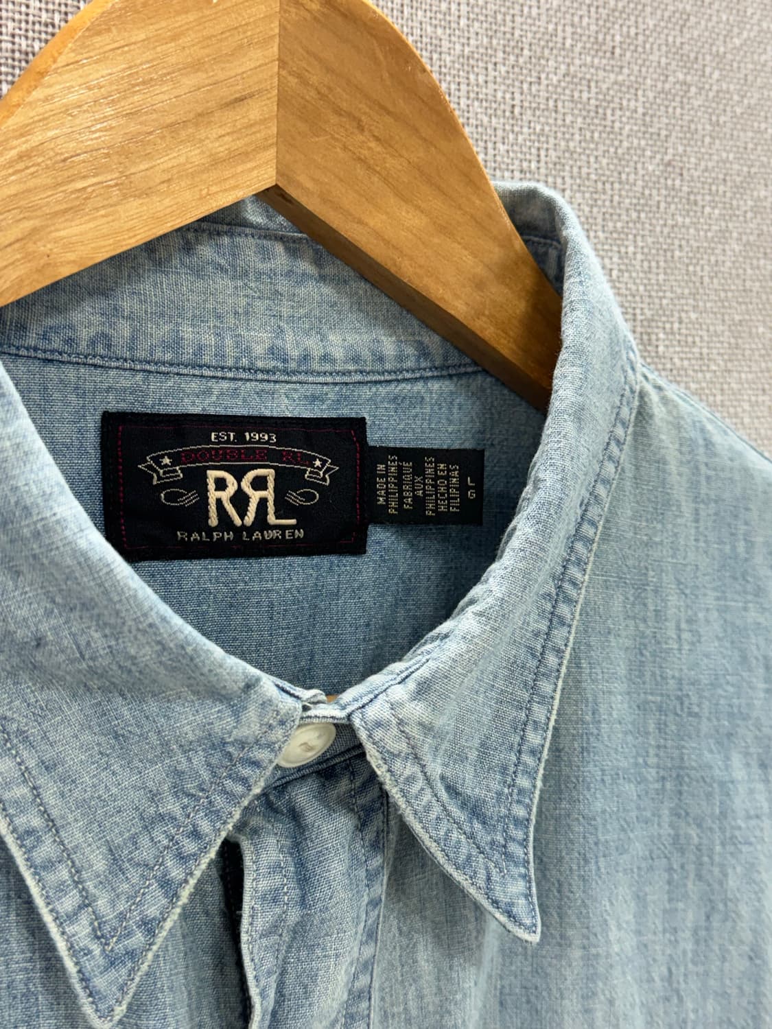 더블알엘 인디고 샴브레이 워크셔츠 / L 상품이미지2