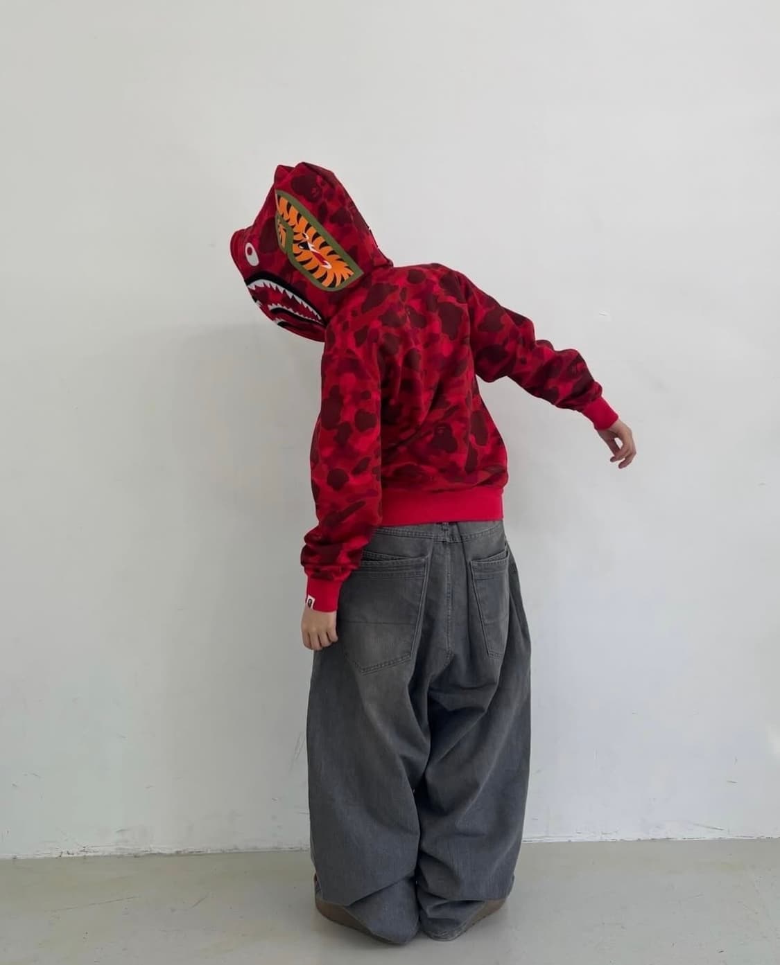 베이프 더블 샤크 후드 집업 적계 레드 상품이미지4