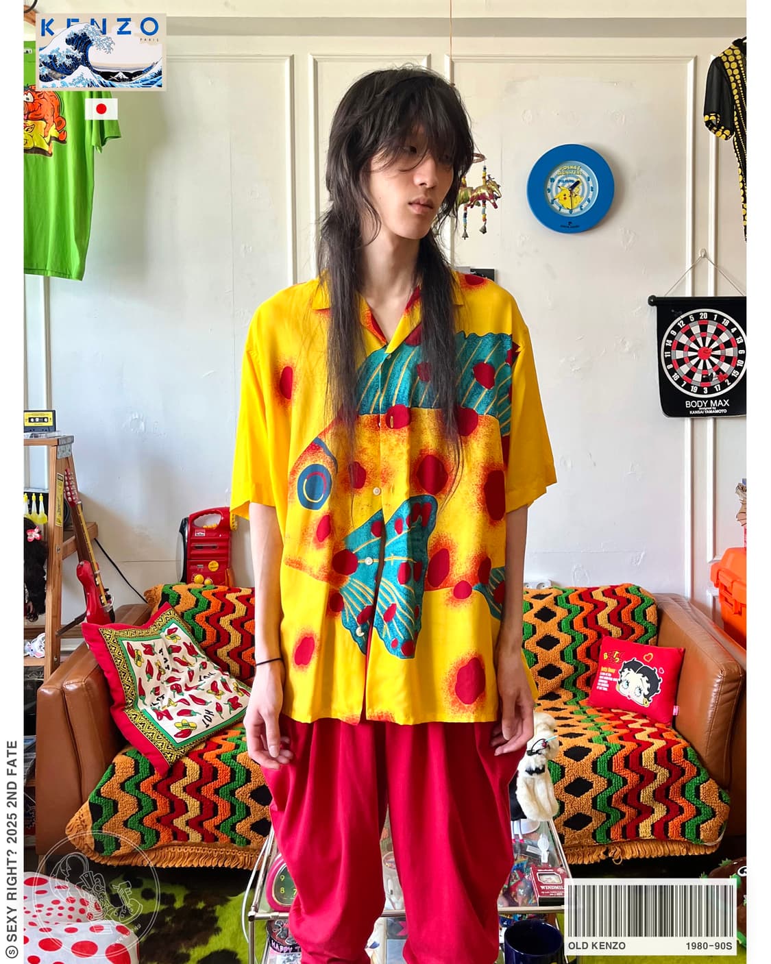 80-90s Old KENZO Tropical Art 1/2 Shirt 상품이미지1