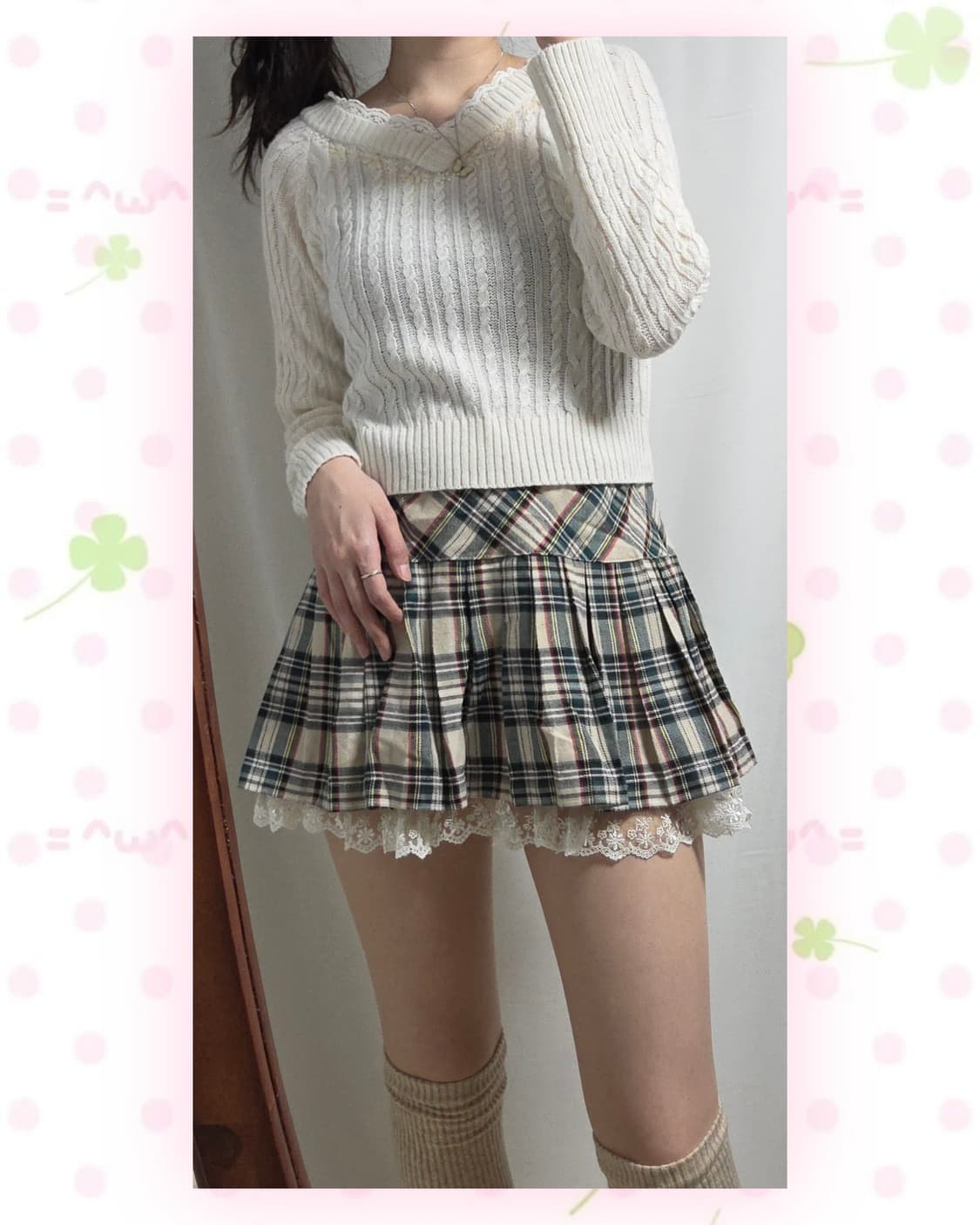 엑시즈팜 화이트 레이스 니트 상품이미지1