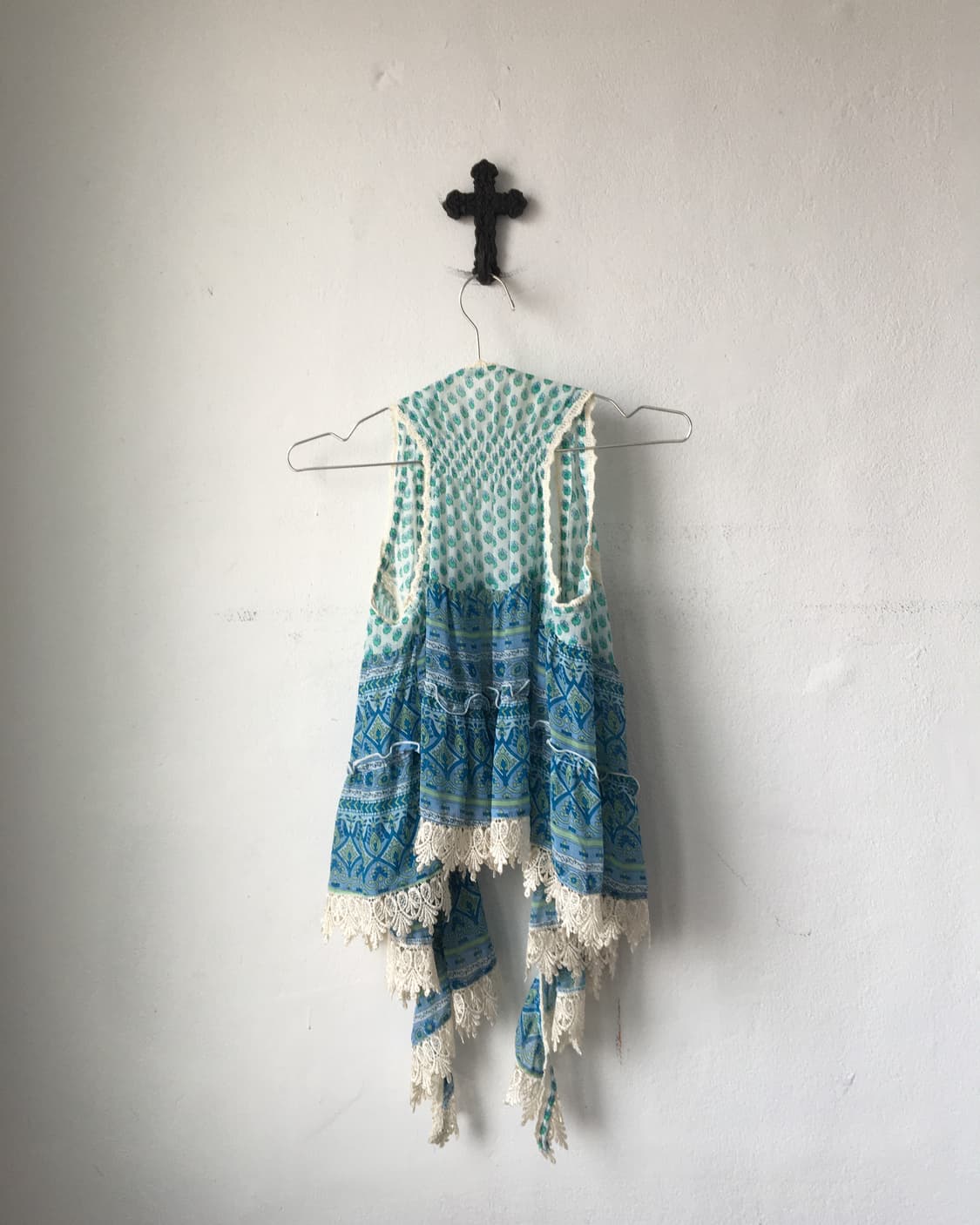 Crochet trimming drape open vest 상품이미지3