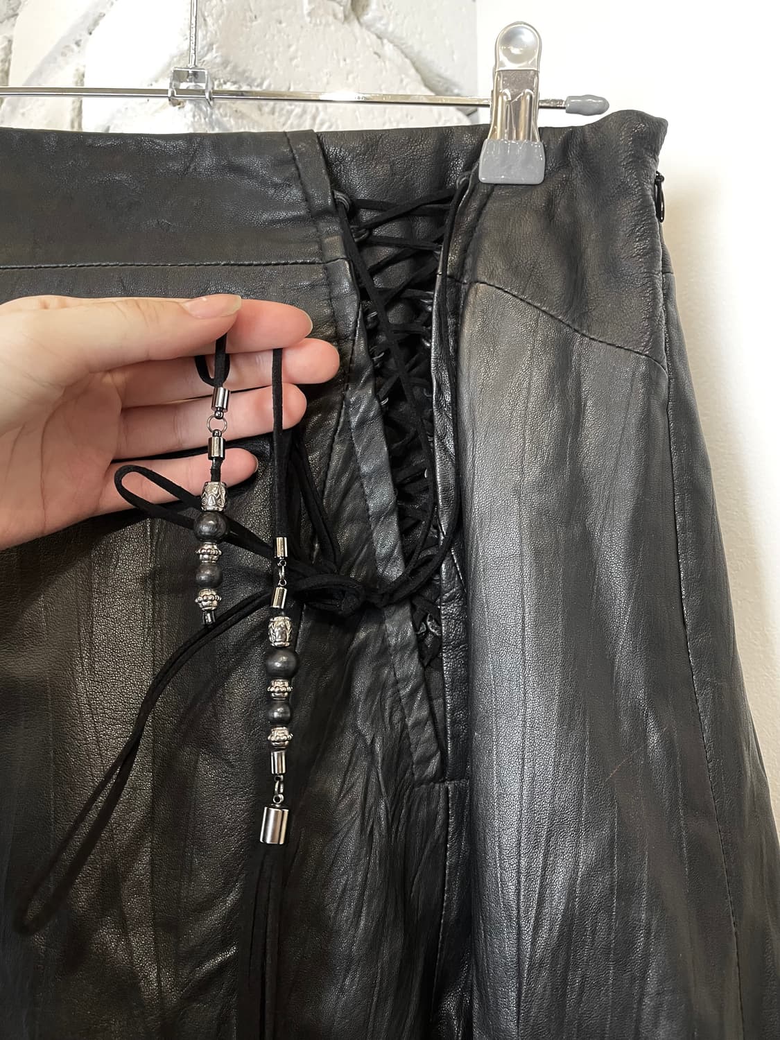 펑크 아카이브 블랙 양가죽 아일렛 코르셋 스커트 상품이미지4