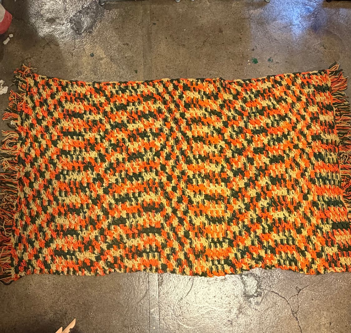 90s USA 니트 울 카페트 러그 매트 상품이미지1