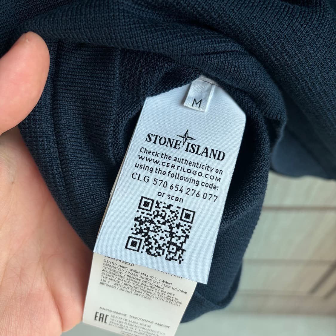 새상품(M)스톤아일랜드 와펜 슬리브 티셔츠 네이비 상품이미지5