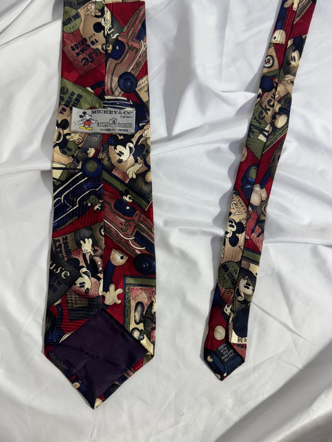90s 디즈니 미키마우스 레트로 디자인 실크 넥타이 상품이미지4