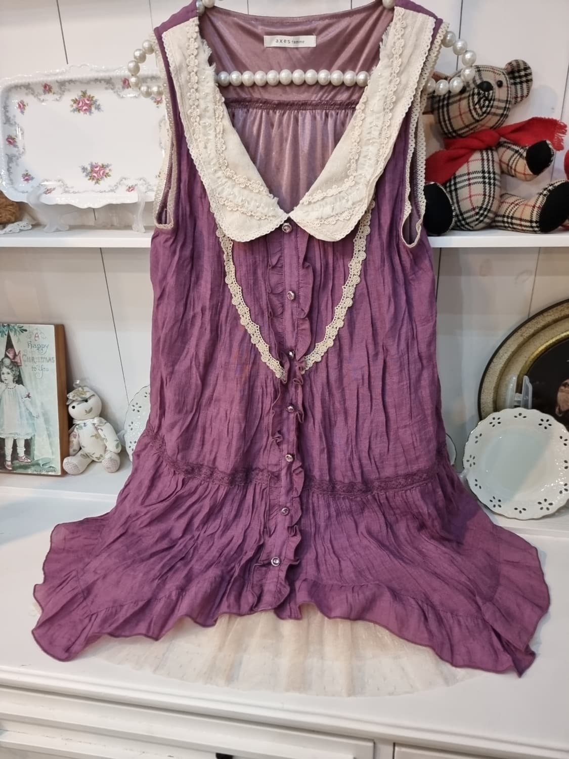 Axes Femme 레이스 빅카라 퍼플 모리걸 원피스 상품이미지4