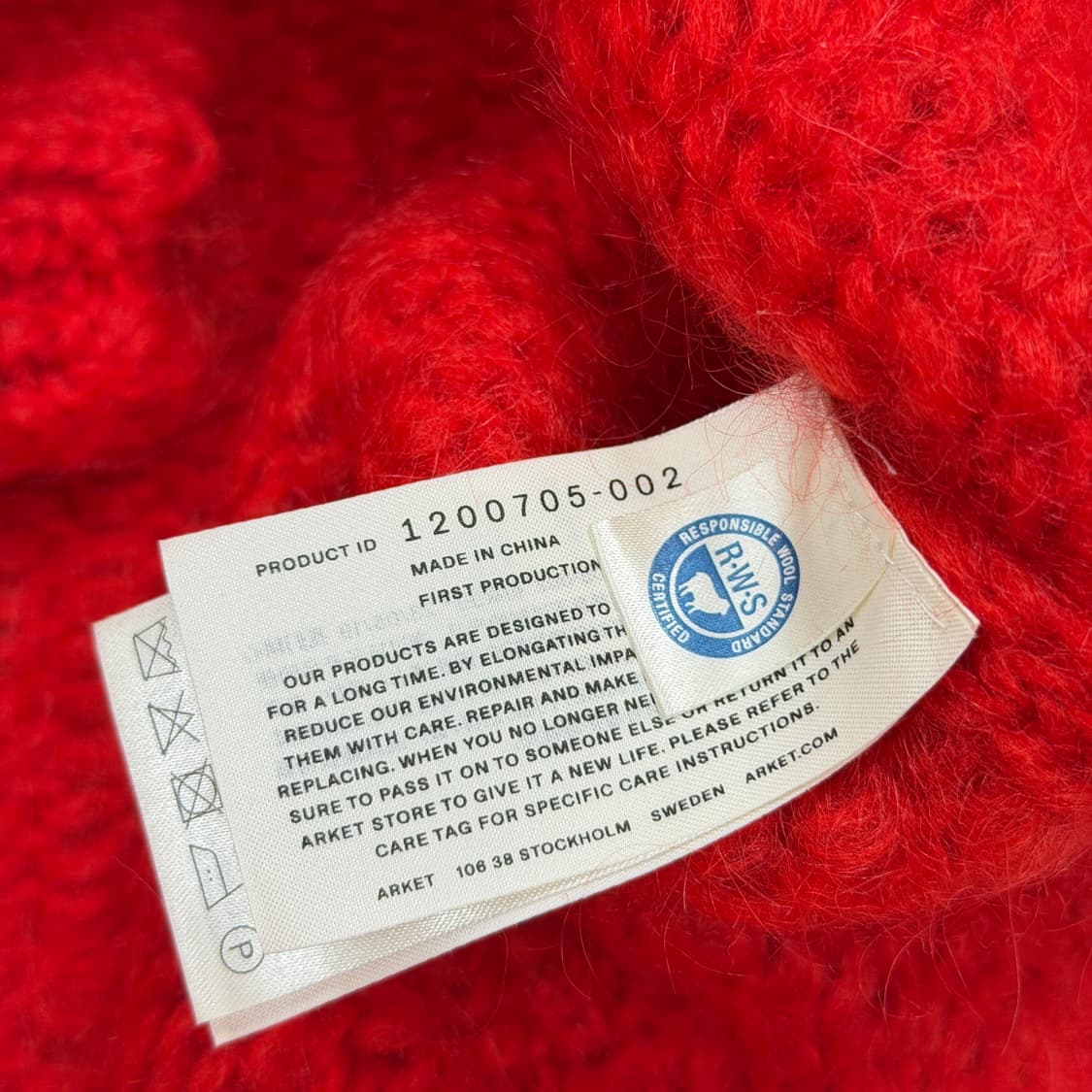 아르켓 루즈 울 모헤어 니트 레드 S 상품이미지5
