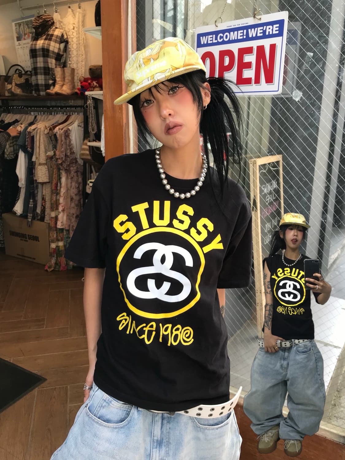Stussy Yellow Logo T-shirt 상품이미지1