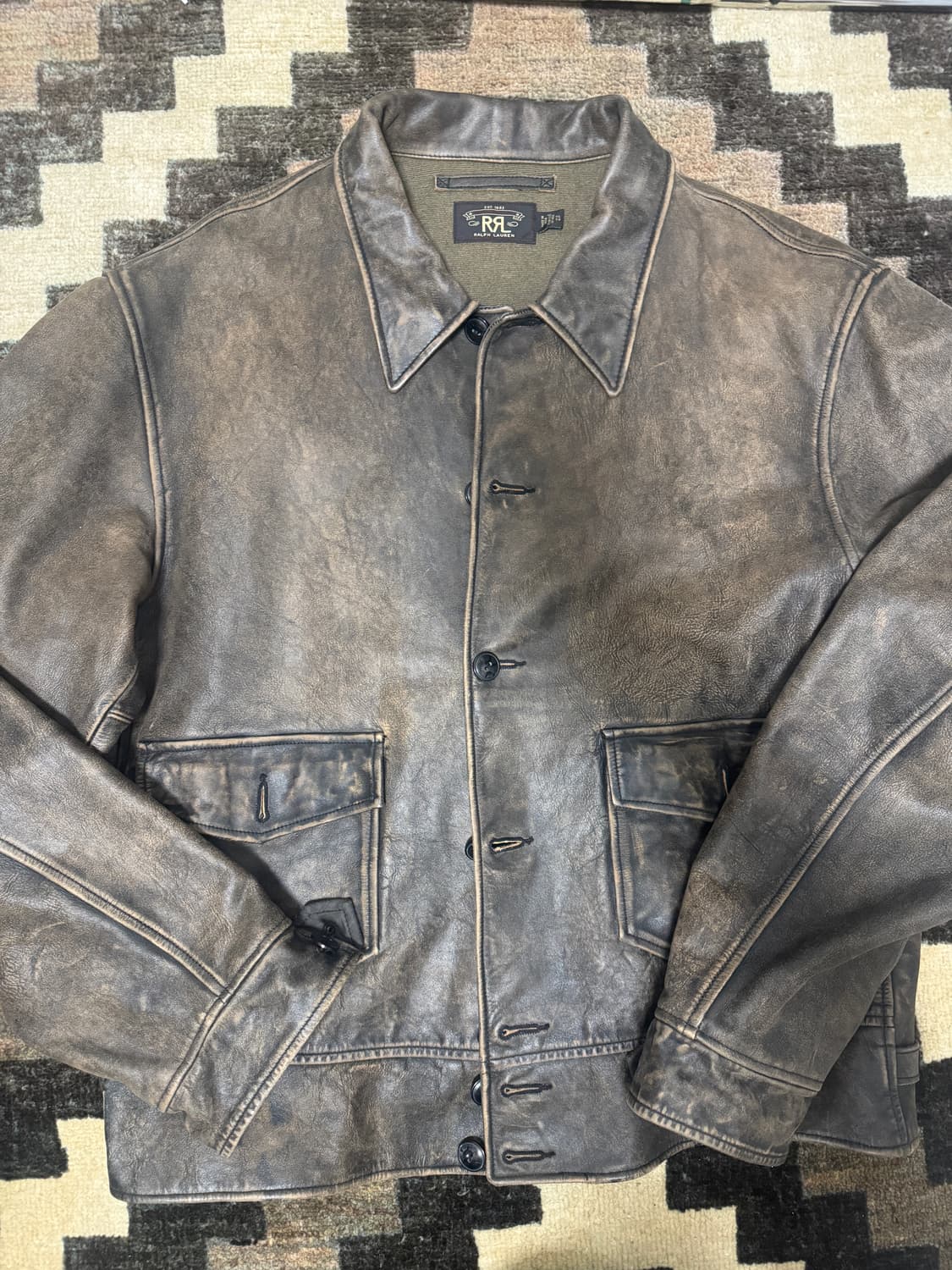 RRL 더블알엘 뉴스보이 구형 레더 가죽자켓 XL 상품이미지2