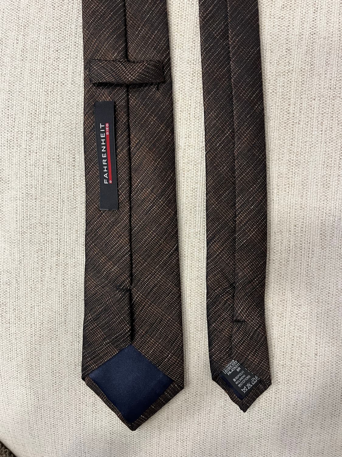 파렌하이트 린넨 텍스쳐 브라운 넥타이 상품이미지2