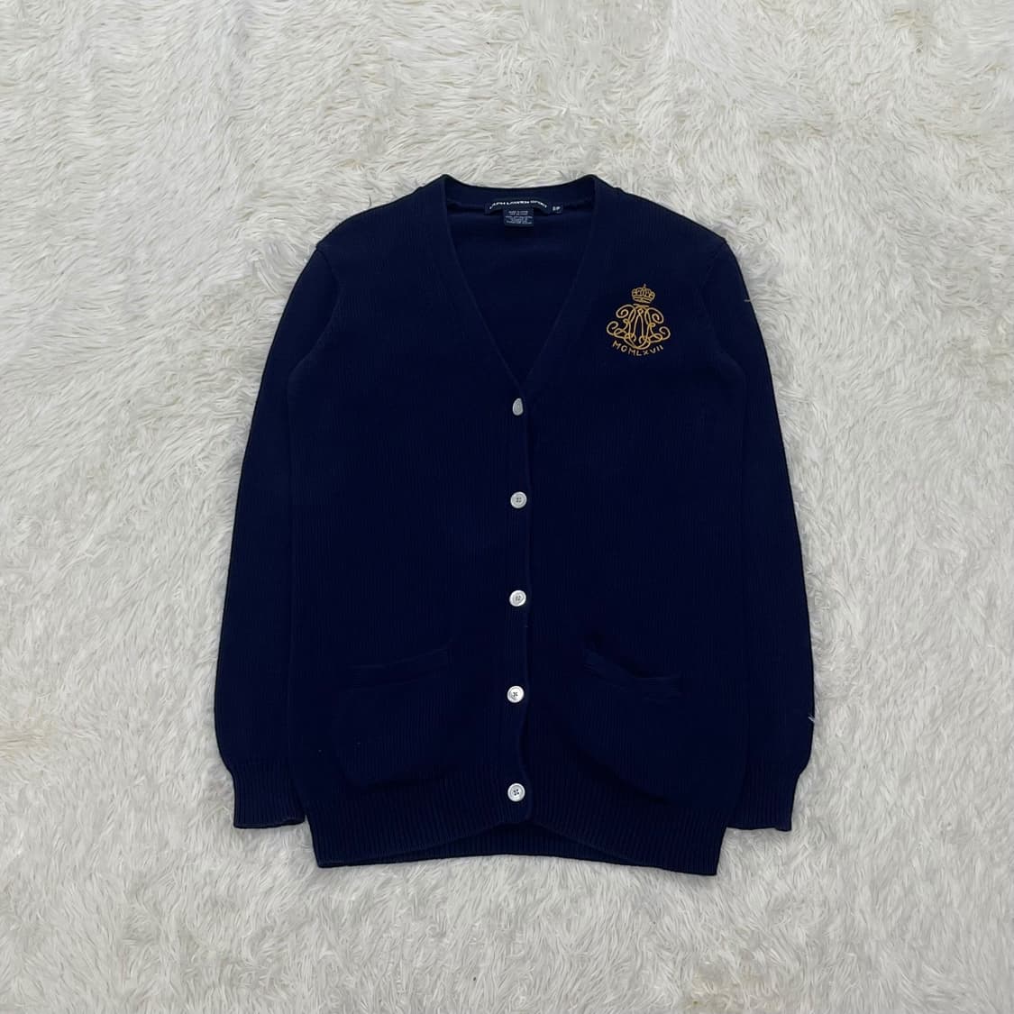 폴로 랄프로렌 크레스트 브이넥 가디건 네이비 상품이미지2