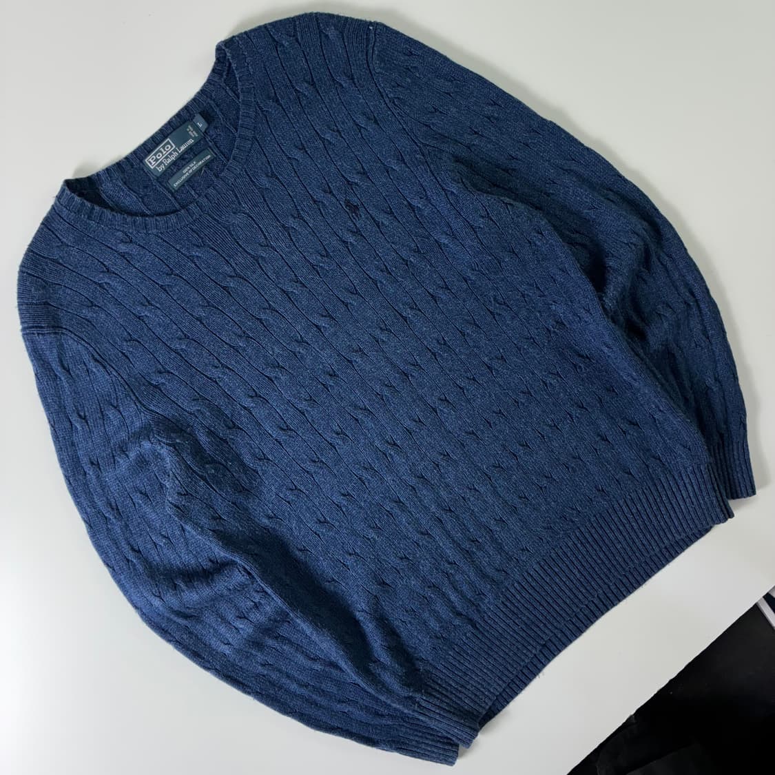 Polo  폴로 랄프로렌 자수 실크 블루 꽈배기 니트   상품이미지2