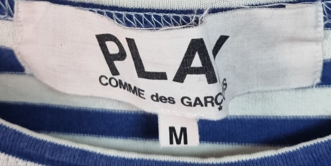 M ) 꼼데가르송 블루 스트라이프 여성 롱슬리브 긴팔티 상품이미지3