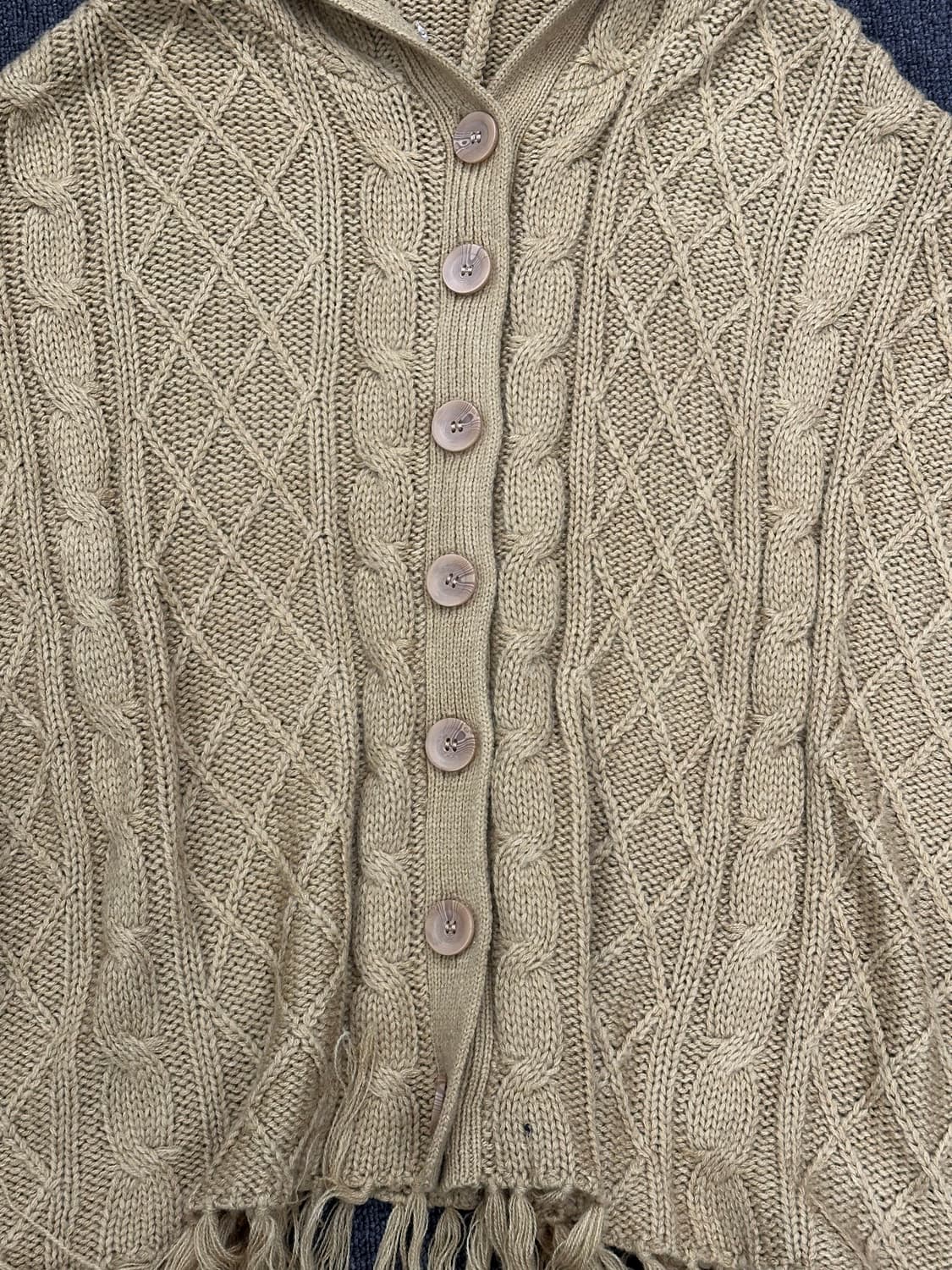 OS)Japanese vintage 여성 모리 케이블 니트 케이프 상품이미지3