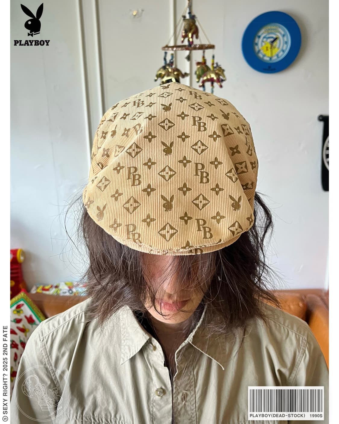 90s PLAYBOY Monogram Parody Hunting Cap 상품이미지1