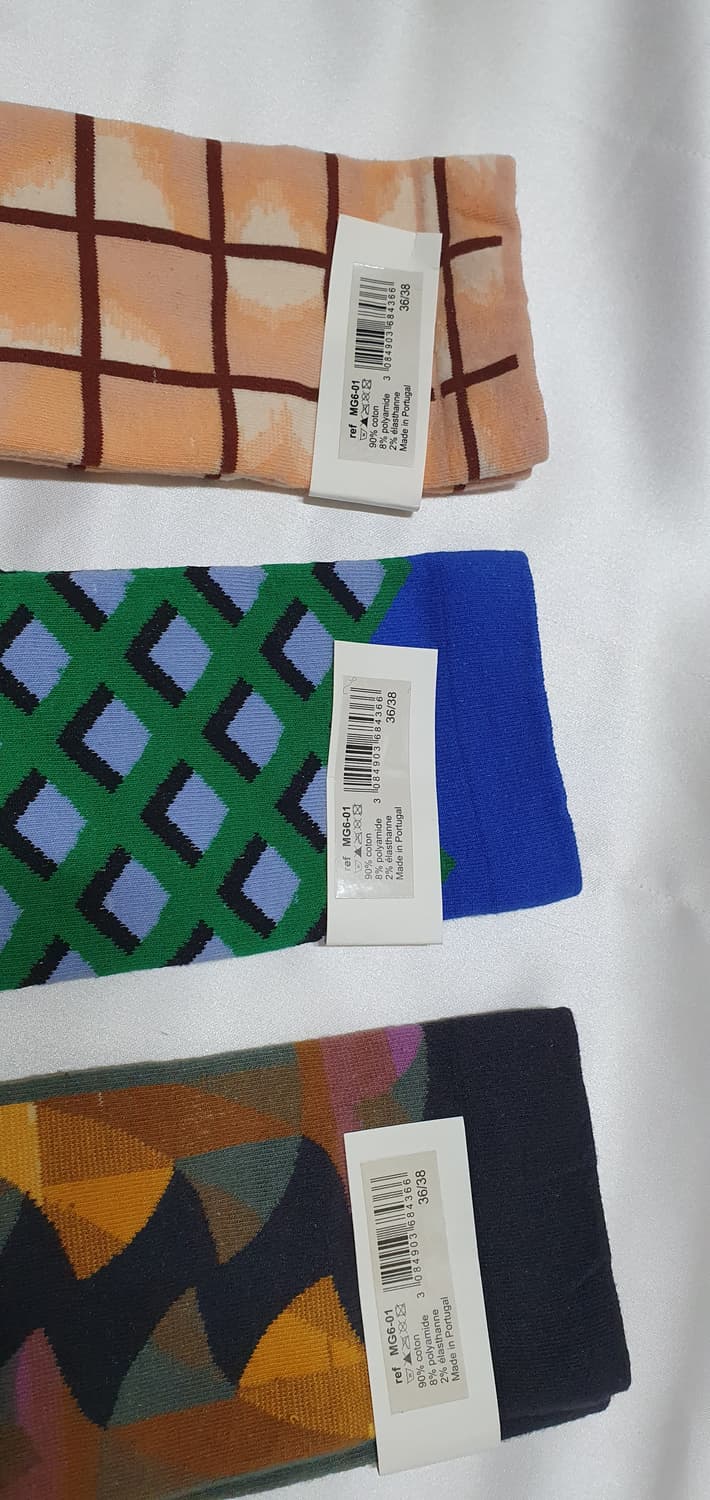 누드베이지 그린 블루  체크 추상파 Bonne Maison 본메종 양말 상품이미지4