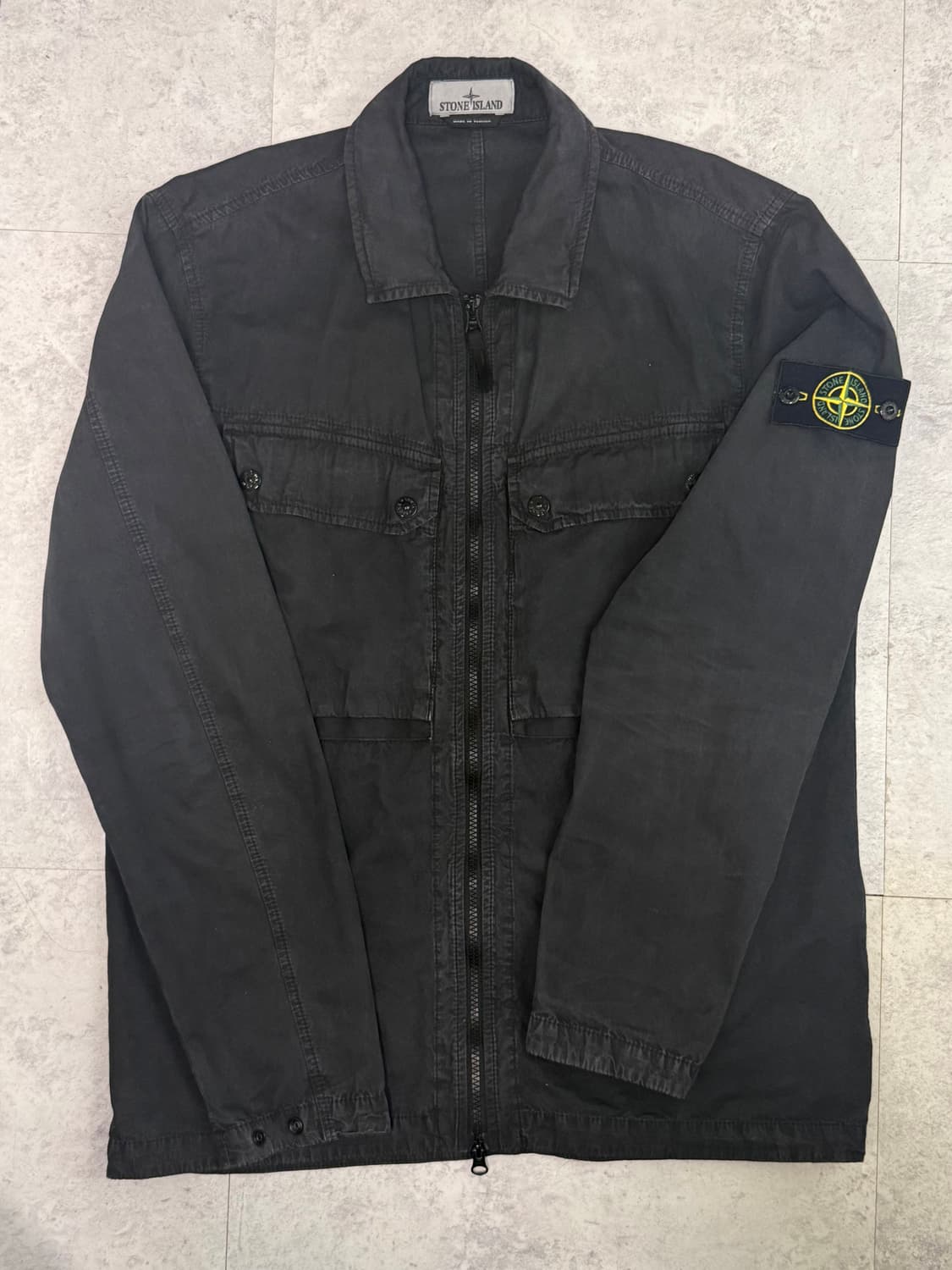 스톤아일랜드 브러쉬드 오가닉 코튼 오버셔츠 블랙 L 상품이미지1