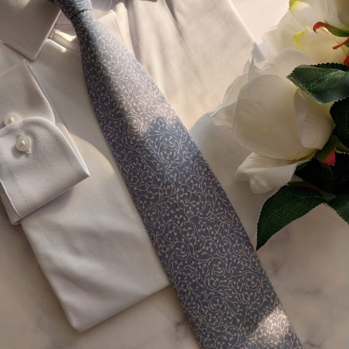 세루티 실크 하늘색 패턴 넥타이 8cm A+등급 K1326
 상품이미지7