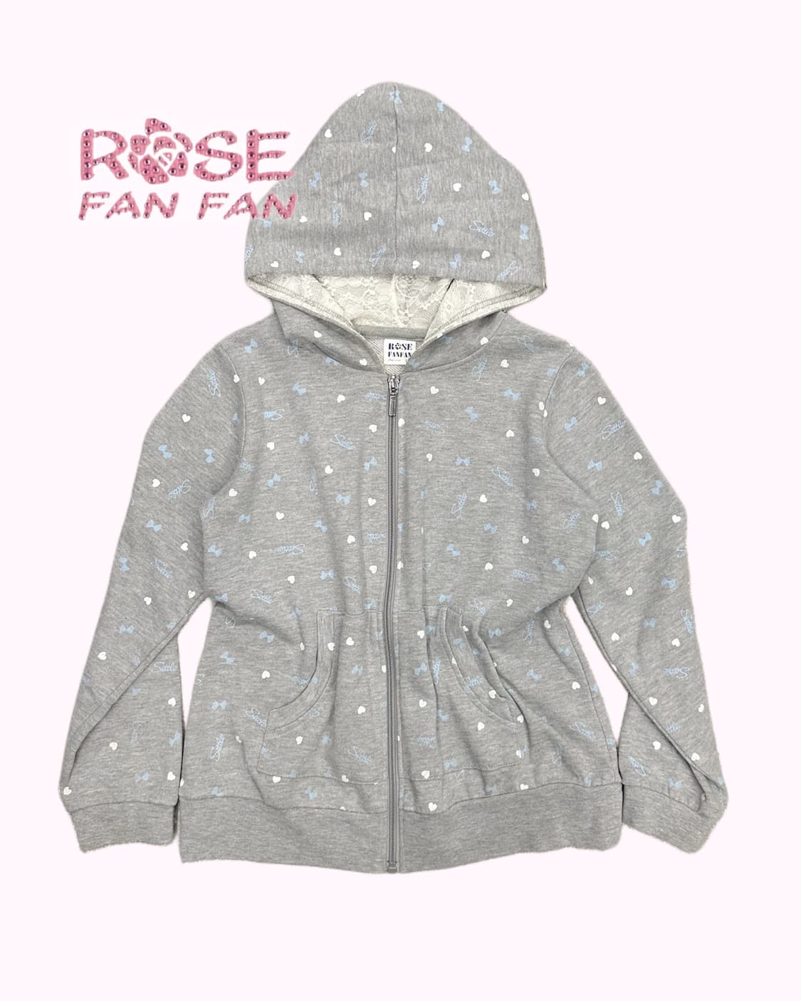 ROSE FANFAN pattern lace hood zip-up 상품이미지1