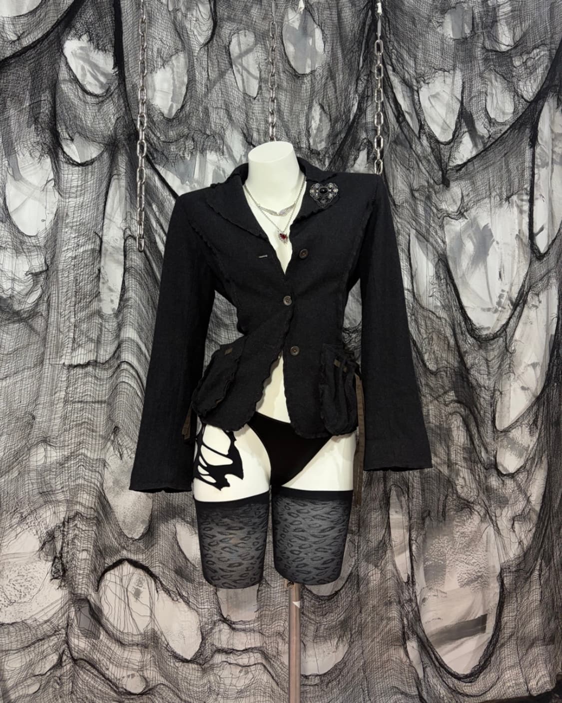Gothic Grunge detail brooch wool blazer 상품이미지2