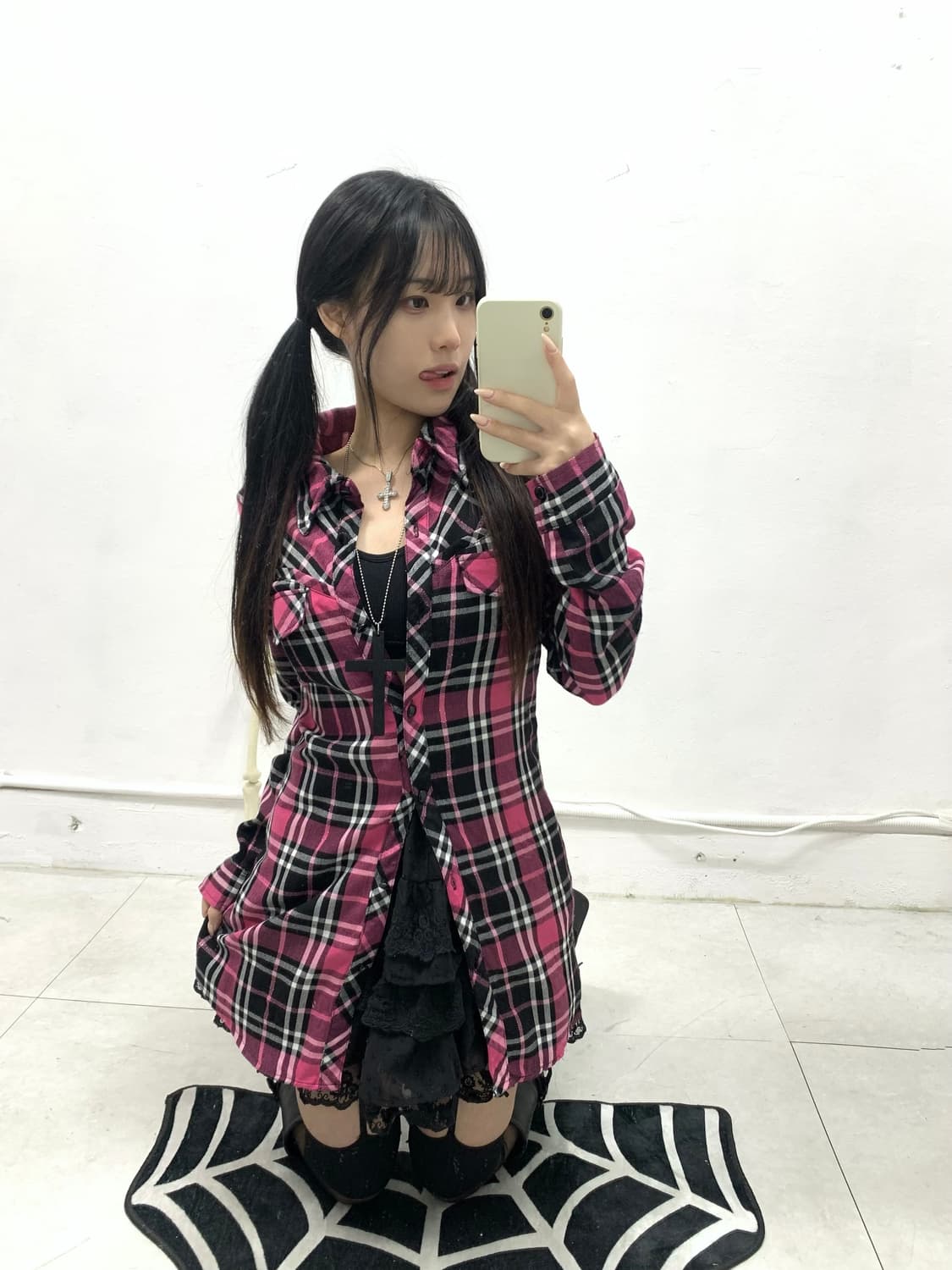 [SKINNY LIP] 스키니 립 핑크 아일렛 셔츠 원피스 상품이미지3